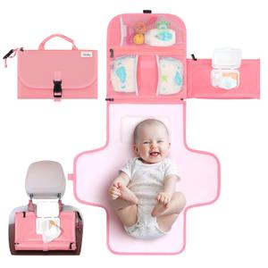 Kopi Baby Portable Diaper Changing Pad - Baby Diaper Changer Travel Bag with Wipes Pocket, Smart Design Portable Changing Mat, Infant Travel Station Kit, Gift for Newborn Girl & Boy 
