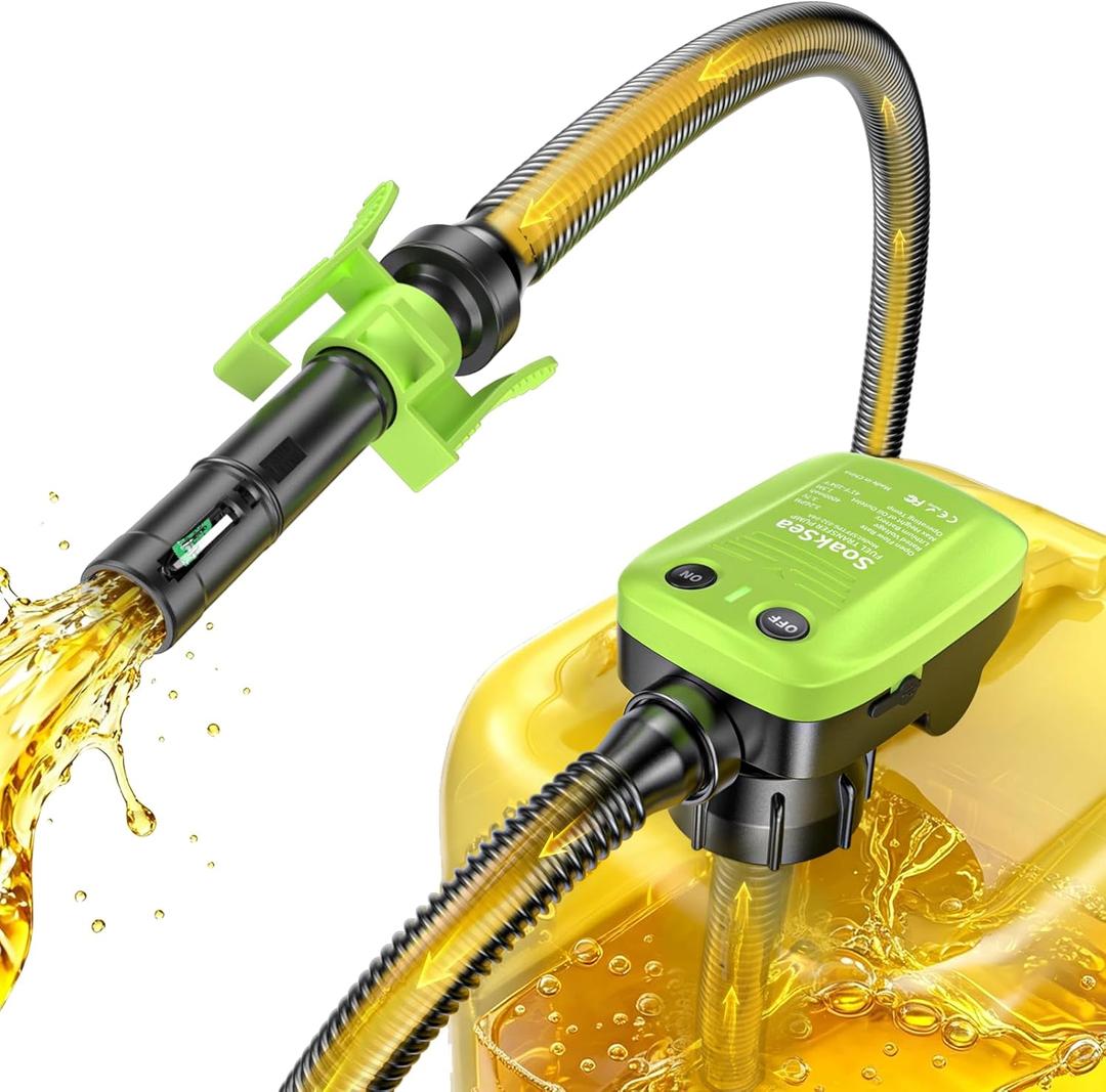 Automatic Fuel Transfer Pump with Auto-Stop Sensor(3.2 GPM), USB Rechargeable 41" Hose Electric Fuel Pump, Built-in Lithium Battery Power Portable Gas Can Pump For Gasoline Diesel-3 Tank Adapters