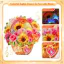 XTF2015 Birthday Cards with MUSIC & LIGHTS, Happy Birthday Card, Peony & Daisy, 11 Inch Life Sized Forever Flower Bouquet 3D Pop Up Music Cards for Mom Daughter Women Wife