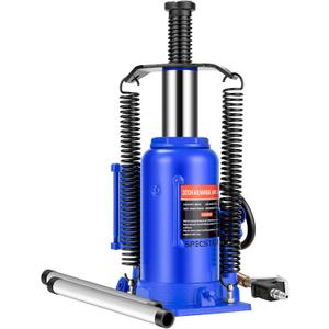 SPECSTAR Pneumatic Air Hydraulic Bottle Jack with Manual Hand Pump 20 Ton Heavy Duty Auto Truck Travel Trailer Repair Lift Blue