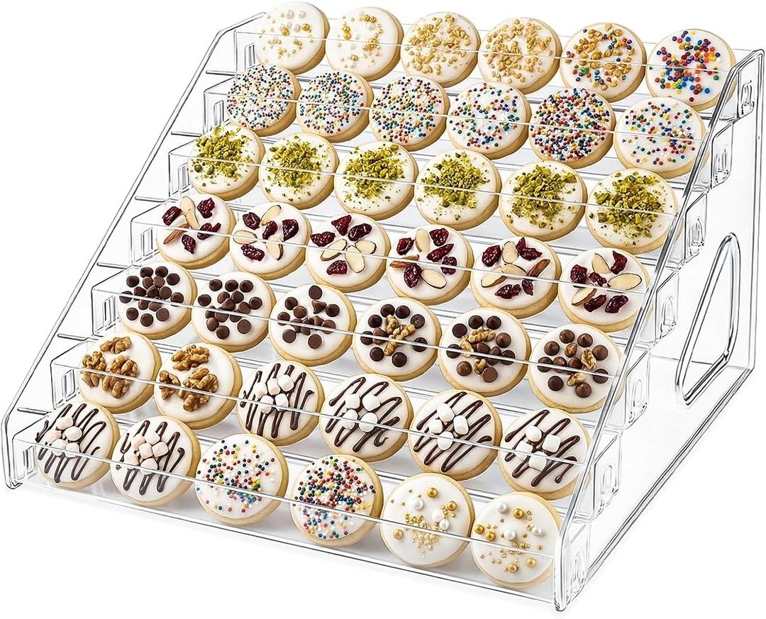Clear Acrylic 7-Tier Cookie Display Stand, Tiered Dessert Stand for Cupcakes, Cookies & Pastries, Ideal for Bakers, Vendors, Birthday Parties, Craft Fairs & Market Booths