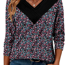 Women's Blouses with Long Sleeves V Neck Loose Fit Casual Pullover Tunic Tops Size Medium 