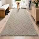 PURRUGS Dirt Trapping Door Mat 32" x 70", Non-Slip Machine Washable Entry Rug, Dog Doormat, Indoor Front Door Mat, Super Absorbent Entryway Rug for Muddy Shoes & Paws, Taupe