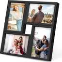 KAPIX 4x6 Picture Frames Collage, Collage Frame Wall Decor Display Four 4x6 Family Photos, Glass Front, Wall Hanging or Tabletop, Black