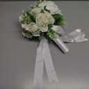 CYANLUX Wedding Bouquets for Bride Bridesmaid Bouquet Champagne White Artificial Roses Flowers for Wedding Valentine's Day Church Home Decoration (White)