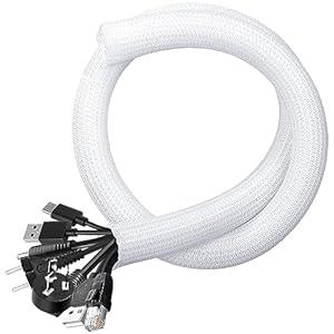 Cord Protectors from Pets No Chew 8.2ft 1/2inch, YCLYC Spilt Wire Protector Tubing Cable Sleeve, Black Cord Wrap Cable Organizer, Power Wire Organizers for Cords, Cable Management Under Desk, Computer