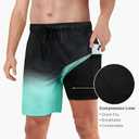 Mens Swim Trunks with Compression Liner 2 in 1 Quick Dry Swimming Shorts Swimwear Bathing Suits with Pockets (Blue, L)