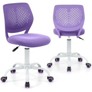 LUARANE Kids Desk Chair, Adjustable Swivel Chair for Children, Armless Mesh Task Study Chair with Lumbar Support, Adjustable Height, Universal Wheels, Rolling Computer Chair for Bedroom, Office