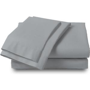 SUPREME ELEGANCE 100% Cotton Light Gray Full Sheet Set, Percale Weave Cotton Full Size Sheets, Breathable & Comfortable Bedding Set, Cool & Crisp 16" Deep Pocket Full Bed Sheets Set Light Gray