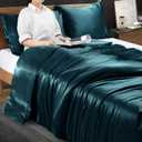 Ersmak Duvet Cover for Weighted Blanket, Silky & Removable Satin Duvet Cover with Zipper & 8 Ties Secure Fastening, Teal 60" x 80" 