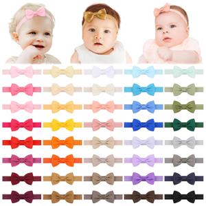 jollybows 40pcs Baby Girls Bows Headbands Elastic Hairband Ribbon Bow Hair Accessories for Newborns Infants Toddlers and Kids (Muti colors set)