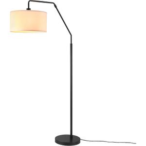 Globe Electric 65" Matte Black Floor Lamp with White Fabric Shade