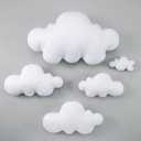 Hahafelt 5 Pack Cloud Decor Artificial 3D Fake Cloud Shape Props for Baby Nursery Room Wall Decorations DIY Decorative Ceiling Hanging Ornament for Baby Shower Decor