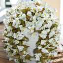 Bougainvillea Artificial Flowers Fake Plants for Outdoors Winter Decoration, 2 pcs Faux Long Trailing Vines UV Resistant Look Real White Silk Flowers for Outside Planter Front Door Porch Urn Yard Home