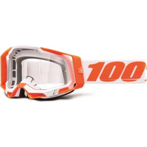 100% Racecraft 2 Mountain Bike & Motocross Goggles - MX and MTB Racing Protective Eyewear (Orange - Clear Lens)