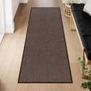 Lahome Noe Farmhouse Black Runner Rug, 2x6 Washable Kitchen Runner Non Slip for Entryway Indoor, Neutral Non Shedding Floor Carpet for Hallway Bathroom Laundry