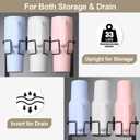 Water Bottle Origanizer for Stanley Cup 30/40 oz Tumbler with Handle, Self-Adhesive Cup Holder with 4 Hooks for Fridge/Wall/Door, Bottle Drying Rack with Lid Straw Organizer