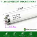 8-Pack F40T12/841 Fluorescent Tube 48 Inches 40 Watt, 4 Foot T12 Light Bulb 4100K Cool White, 3250 Lumens F40T12/CW G13 Bi-Pin Base, Replacement for F40/SP41 F40CW F40SP41/ECO