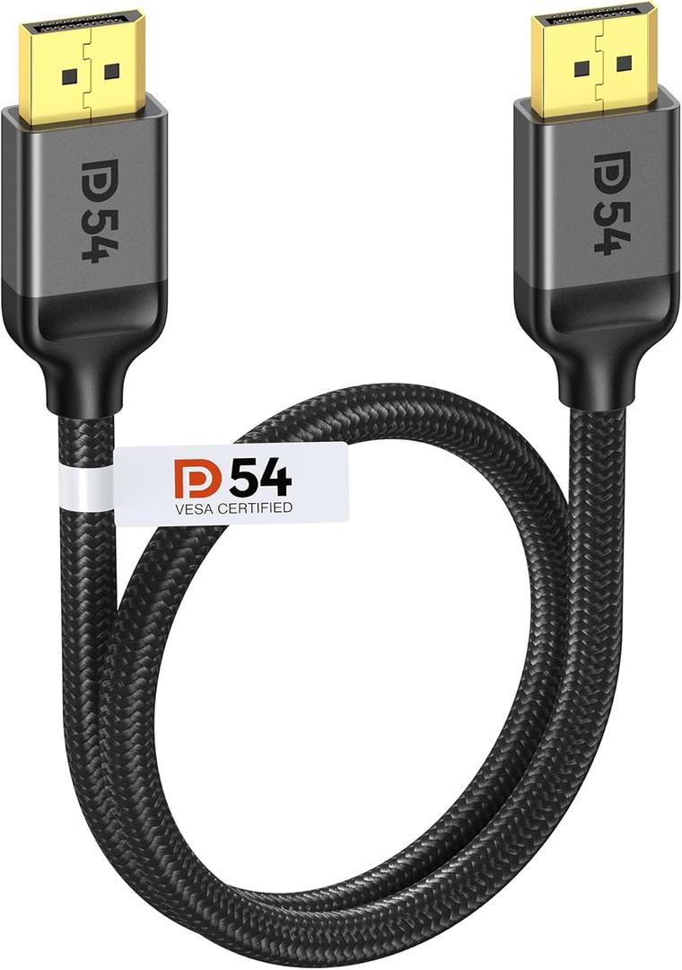 Silkland DisplayPort 2.1 Cable 1.5FT, DP 2.0 Cable [16K@60Hz, 8K@120Hz, 4K@240Hz, 2K@360Hz] 80Gbps HDR, HDCP DSC 1.2a, Compatible FreeSync G-Sync Gaming Monitor 4090 3090Ti 7900XTX