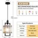 Modern Pendant Lights Kitchen Island 2 Pack Matte Black Pendant Lights Water Ripple Glass Square Pendant Lighting Over Island Hanging Pendant Light Fixtures for Kitchen Dining Room Hallway Foyer