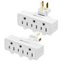 [ETL Listed] Cable Matters 2-Pack 3-Outlet Grounded 180 Degree Swivel Wall Tap, 3 Plug Wall Adapter, Multi-Plug Outlets, White