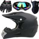 Motocross Helmet,Adult &Youth Trend Full Face,ATV Motorcycle,Dirt Bike Downhill Off-Road Mountain Bike Helmet,DOT Certified,4-Piece Set (Black, Large)