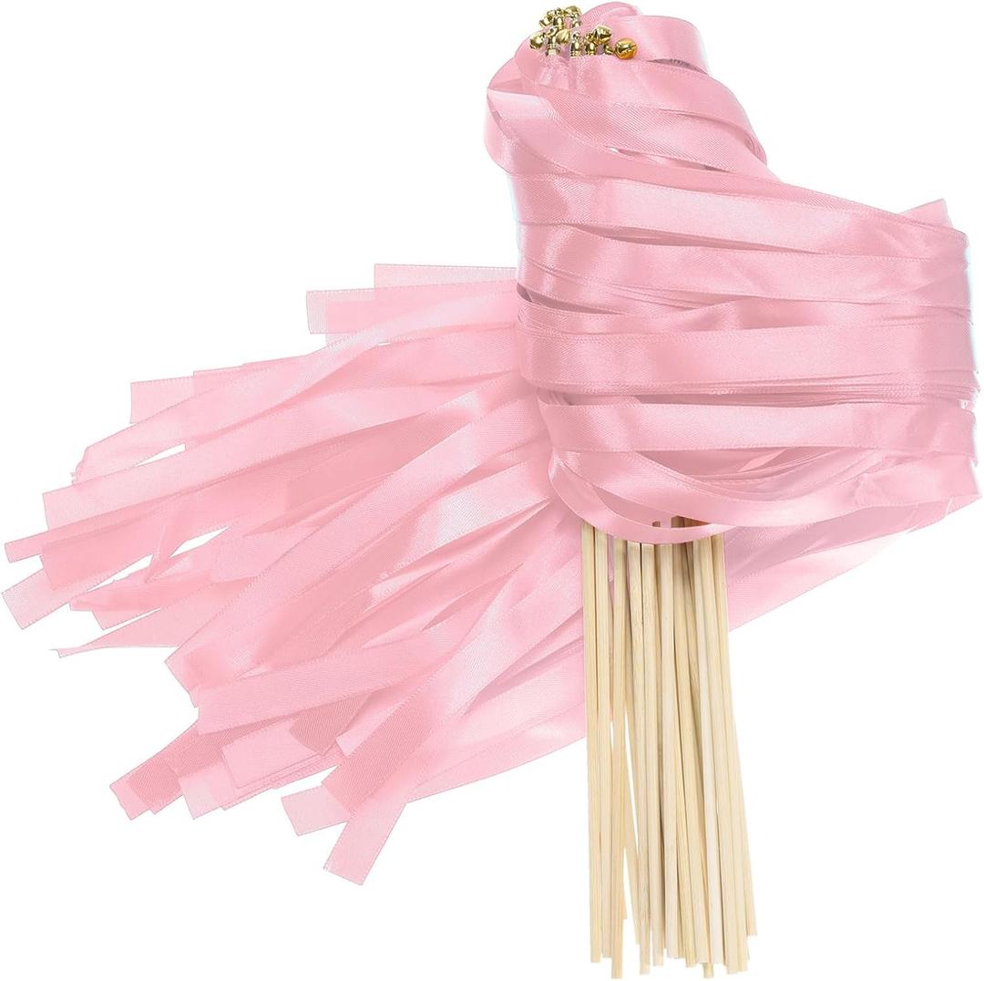 uxcell Ribbon Sticks Chromatic Silk Ribbon (Pink)