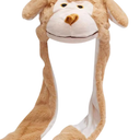 Animal Plush Hat with Moving Jumping Ears Pop Up Beating Hat Plush Cosplay Dress Up Funny Gift for Kids Adult