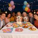 96Pcs Pet Dog Birthday Party Decorations, Disposable Puppy Themed Party Tableware Supplies with Paper Plates Napkins, Pet Dinnerware Decoration Set for Birthday Table Decor