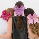 Large Big 7 Inch Glitter Bow Clip Sequin Bling Party Hair Accessories for Women Teens Girls Kids 1 Pcs (Hot Pink)