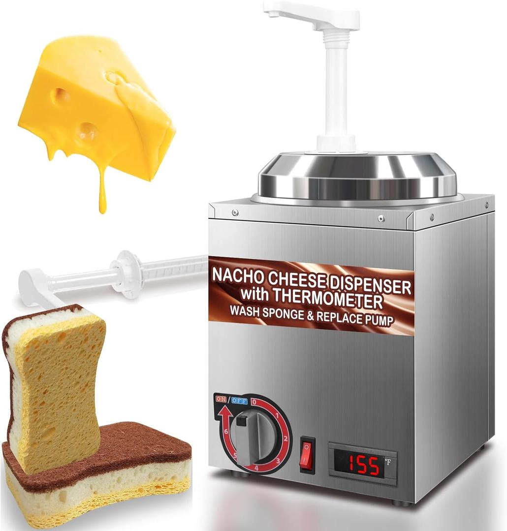 Hijolla Cheese Warmer Dispenser with Thermometer,Nacho Cheese Warmer with 2.8Qt Capacity with Temperature Indicator,Electric Hot Fudge Dispenser,86-194 F for Hot Fudge Cheese Caramel