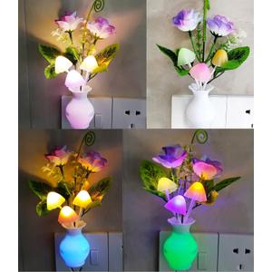AUSAYE 4 Pack Plug in LED Night Light Sensor Rose Light, Energy Saving Lamp Dream Nightlight Rose Flower Mushroom Night Lights for Kids Adults Bedroom,Bathroom,Stairs,Kitchen,Hallway