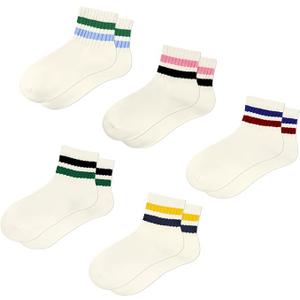 American Trends Womens Crew Socks Retro Mini Striped Ankle Socks Casual Cotton Novelty Socks for Fashion Outfits