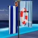 63" Solar Light Pool Towel Rack, Outdoor Towel Rack with Wheels, 6 Adjustable Bars Hot Tub Accessories, Free Standing Towel Holder for Pool, Spa, Hot Tub
