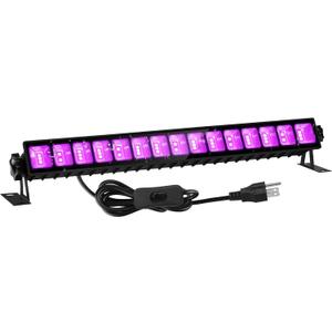 Upgraded 36W LED Black Light Bar, Premium Flood Light with Plug+Switch+5ft Cord, Light Up 21x21ft Area, for Halloween Glow Fluorescent Party Bedroom Game Room Body Paint Stage Lighting