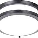 Drosbey 36W Dimmable LED Ceiling Light Fixture, 12in Flush Mount Light Fixture, Ceiling Lamp for Bedroom, Kitchen, Bathroom, Hallway, Super Bright 3500 Lumens, Black, 3000K Warm White