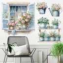 Arawat Flower Wall Murals Peel & Stick Wall Decals & Stickers for Bedroom & Living Room - Botanical Style - PVC Material - Indoor Use - Reusable