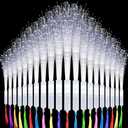 Oleitodh 100 Pack White Fiber Optic Wand Glow Wand LED Light Up Wand Bulk with 3 Flashing Models Flashing Sticks for Glow in The Dark Birthday Party Favor Wedding Halloween Christmas, 8 Colors