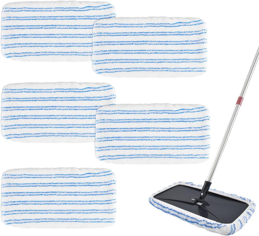 5 Pack Mop Heads Replacements for Ocedar Hardwood Floor 'N More Microfiber Mops,Terry Cloth Mops Refills 15 x 8 Flat Dust Mop Pads for O Cedar mop, Washable & Reusable Mopping Pads