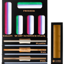 Calmbee 9 in 1 Bamboo Storage Bag Organizer for Kitchen Drawer – Plastic Wrap Dispenser with Cutter & Foil Organizer, Wooden Baggie Organizer for Sandwich, Snack, Gallon, Quart Sizes, Black