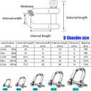 Stainless Steel 304 D Shape Shackle 5/32", 1/4", 5/16",3/8", 9/16", for Chains Wirerope Lifting Outdoor Camping Survival Rope Bracelets Or for Heavy Duty Construction