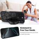 Fiyart Designed for iPhone 16 Pro Case Cute Flowers with Strap Soft TPU Phone Cover Protective Camera Lens Protection for Women Men Floral Bumper with Stand 6.3"-Black