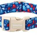Lionet Paws Summer Blue Dog Collar- Cute Sea Shell Dog Collars with Plastic Buckle and Octopus Pendant,Light Adjustable Dog Collars for Medium Large Dogs