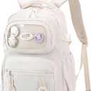 LANSHIYA Girls Rolling Backpack Elementary School Bag with Wheels, Trolley Bags for Kids Roller Backpack for Girls Boys (White-2 Wheels)