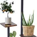 4 Tier Plant Stand for Indoor Plants, Modern Wood & Metal Flower Shelf with Wooden Shelves - Multi-Tiered Display Rack for Living Room, Balcony, Patio, Easy to Assemble Space Saver, Brown