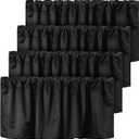 Frienda 4 Pcs Black Valance Curtains Blackout Fabric for Windows Basement Curtains Valance Rod Pocket Tier Window Valances for Bedroom Kitchen Living Room Privacy, 52 x 18 Inch