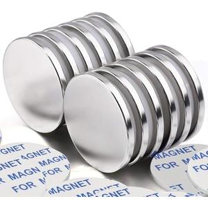 Super Strong Neodymium Disc Magnets with Double-Sided Adhesive, Powerful Permanent Rare Earth Fridge, DIY, Building, Scientific, Craft, and Office Magnets, 1.26 inch D x 1/8 inch H - 8 Packs
