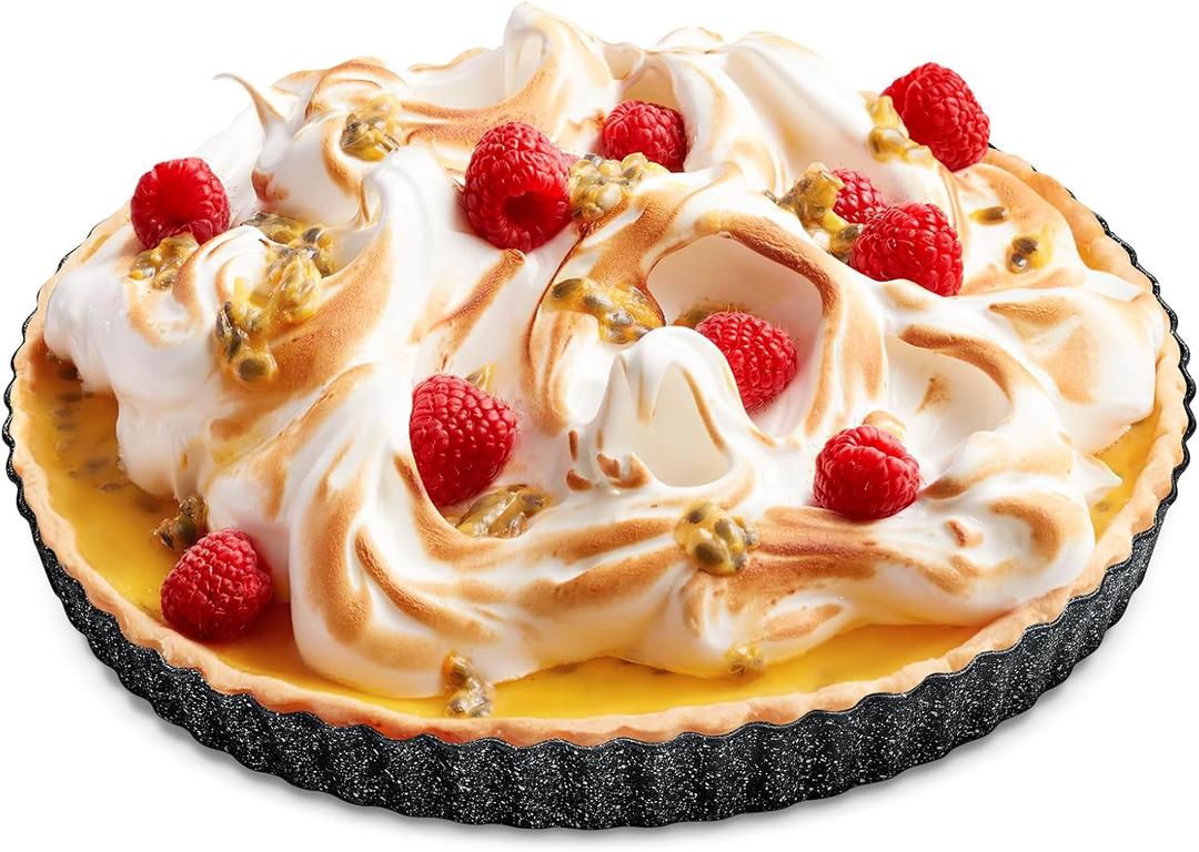 BAKKENMASTER Bakken- Swiss Tart Pan  Quick Release Removable Base, Non-Stick Fluted Edge, Durable Steel - Create Perfect Pies, Fruit Tarts, and Quiches with Ease