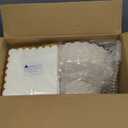 LIYH 210 Pcs Ivory Plastic Plates Scalloped Plastic Plates Disposable Dinnerware Set Cream Gold Scalloped Plate Include Plate Gold Silverware Napkins Cup for Birthday Valentine's Day 30 Guests (Beige with Gold)