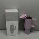 Naivees 40oz Stainless Steel Insulated Cup with Handle and Straw, Leak-proof and Reusable Insulated Travel Mug Tall Water Bottle for Water and Coffee (Purple)